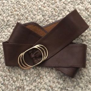 Brown Leather Belt w/ Gold Buckle
